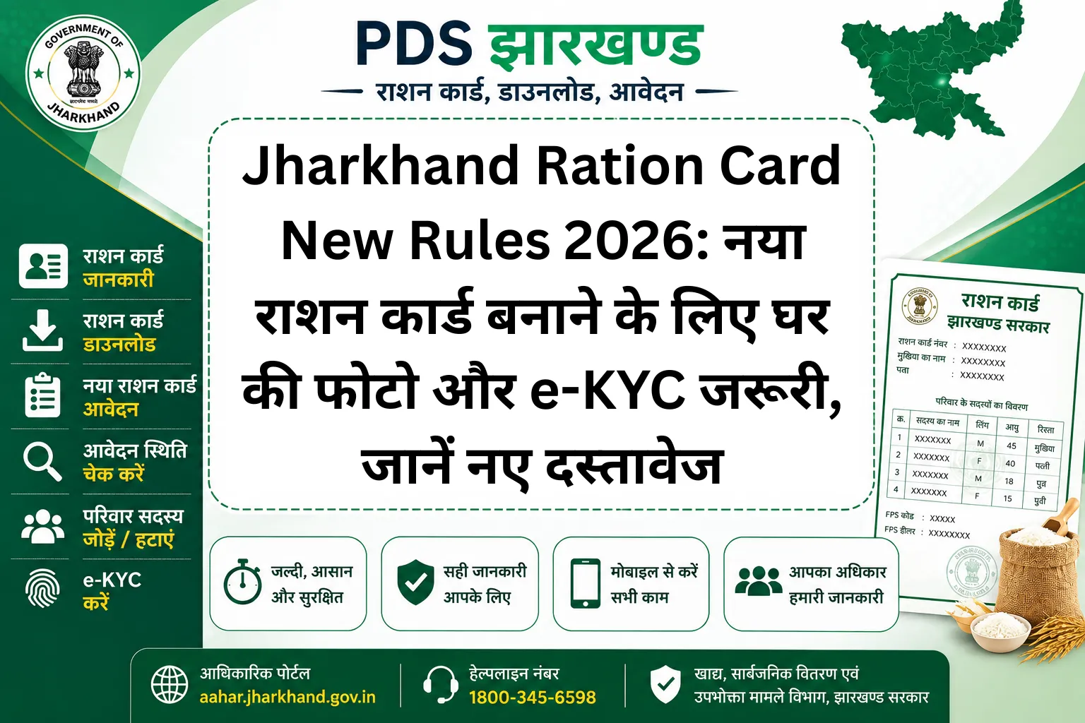 Jharkhand Ration Card New Rules 2026: नया राशन कार्ड बनाने के लिए घर की फोटो और e-KYC जरूरी, जानें नए दस्तावेज